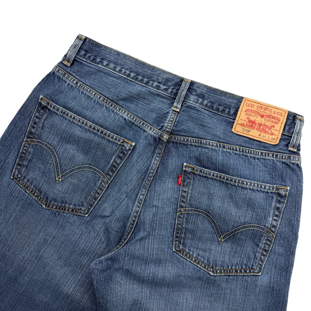 Levi's 569 Loose Straight Jeans Mens 34x34 Blue Denim Casual Relaxed Fit Y2K